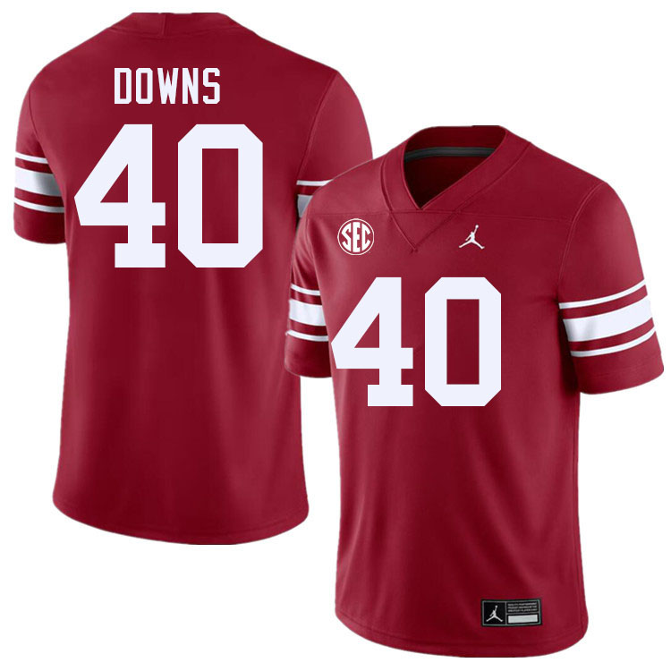 #40 Ethan Downs Oklahoma Sooners 2024 SEC Conference College Football Jerseys-Throwback